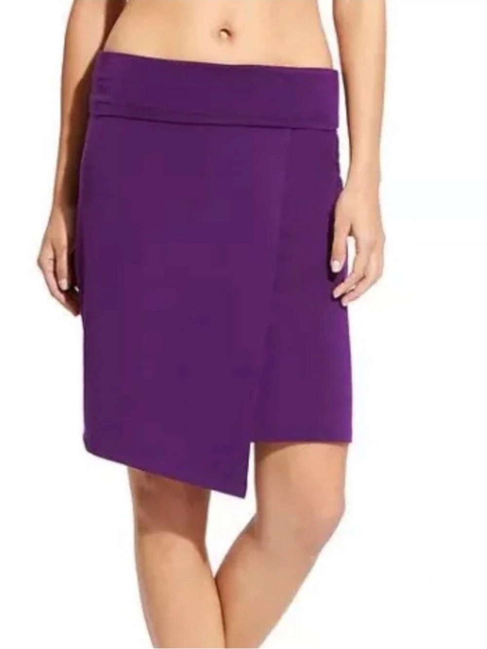 Athleta Seaside Purple Sea Foldover Faux Wrap A Round Skirt. Sz L